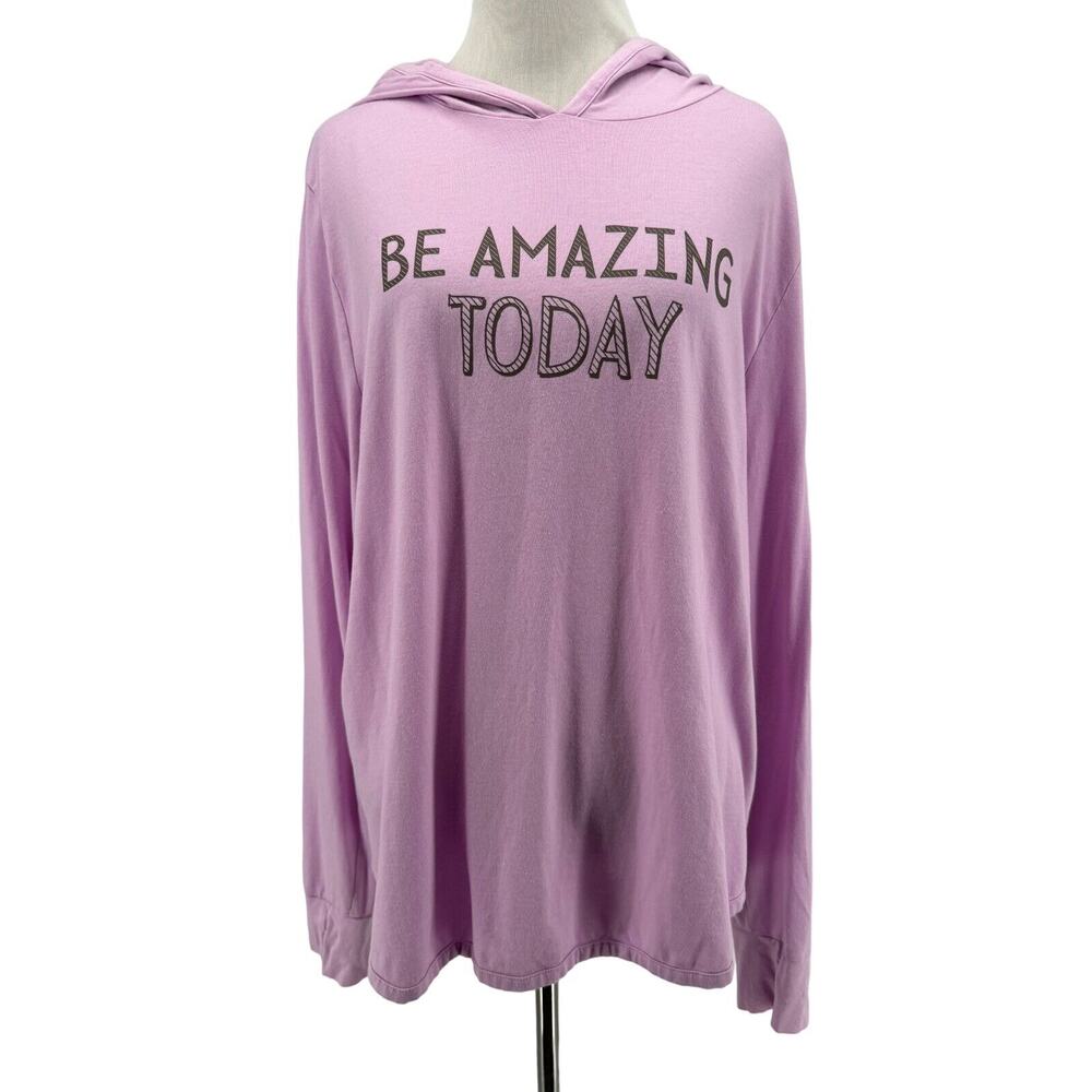 AnyBody Women's Lilac Purple Be Amazing Today Cozy Knit Luxe Hoodie Size Large